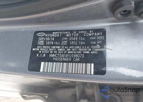 2015 Hyundai Accent Gs из США, поврежденный, VIN KMHCT5AE4FU198073